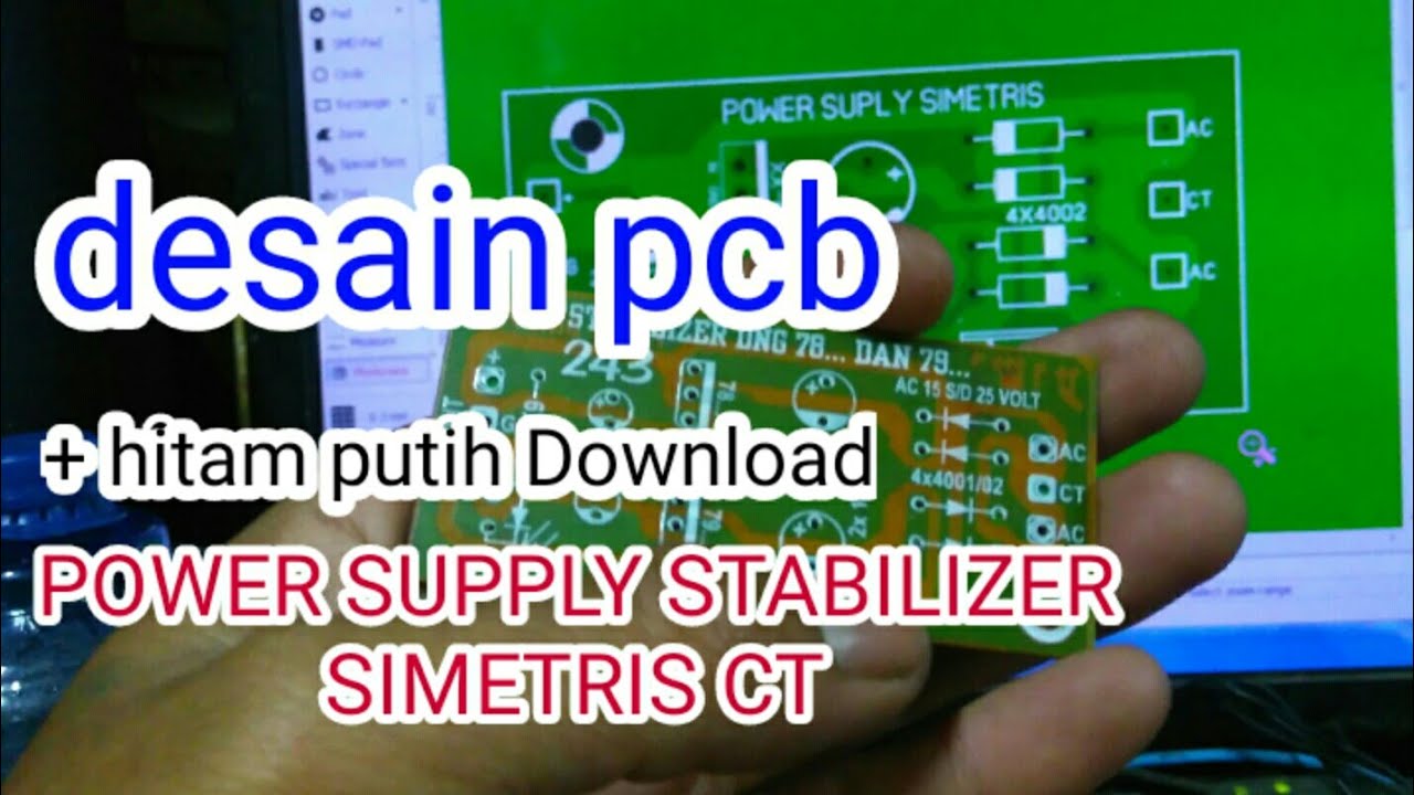 SprintLayout | desain pcb power supply simetris CT dan download hitam putihnya