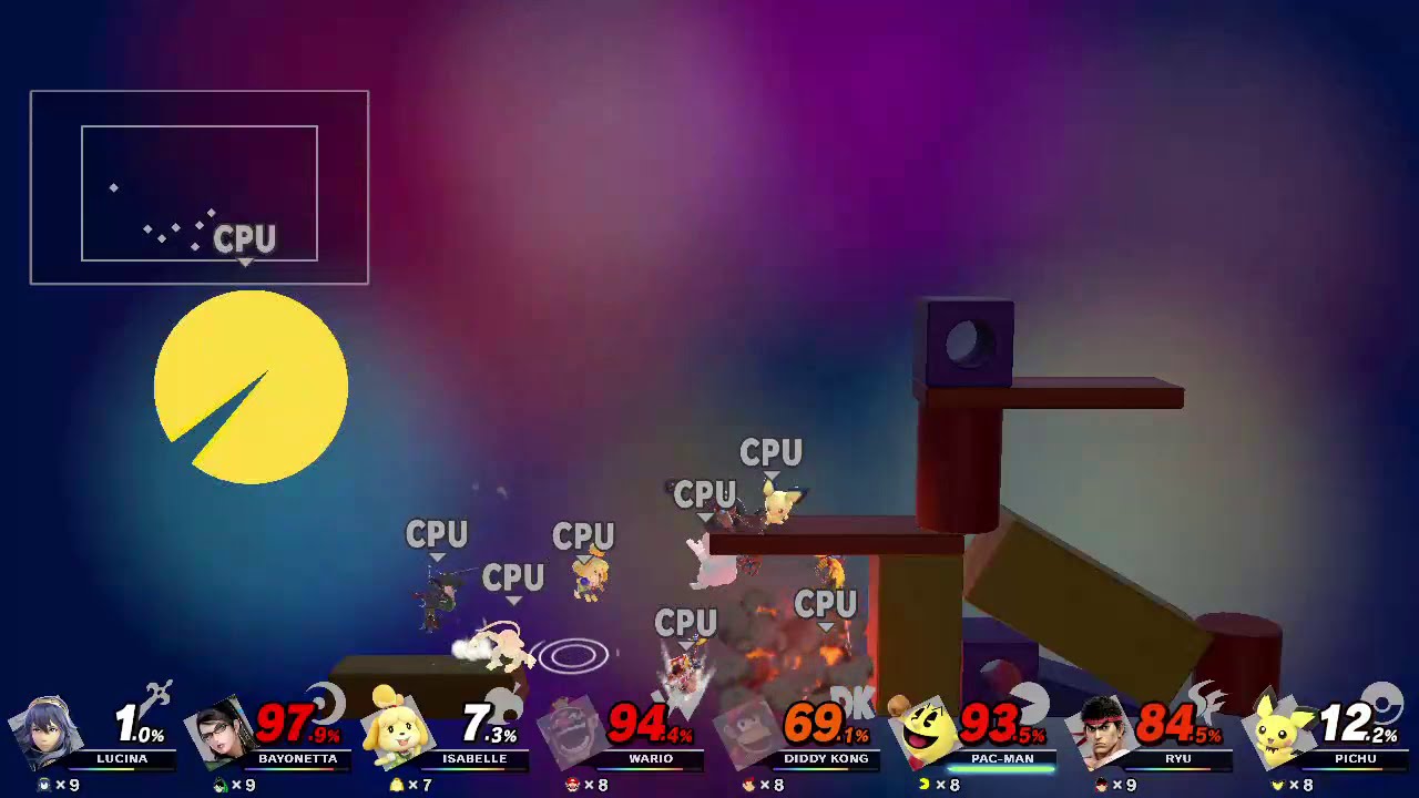 Super Smash Bros Ultimate 8 Player CPU Battle on Living Room