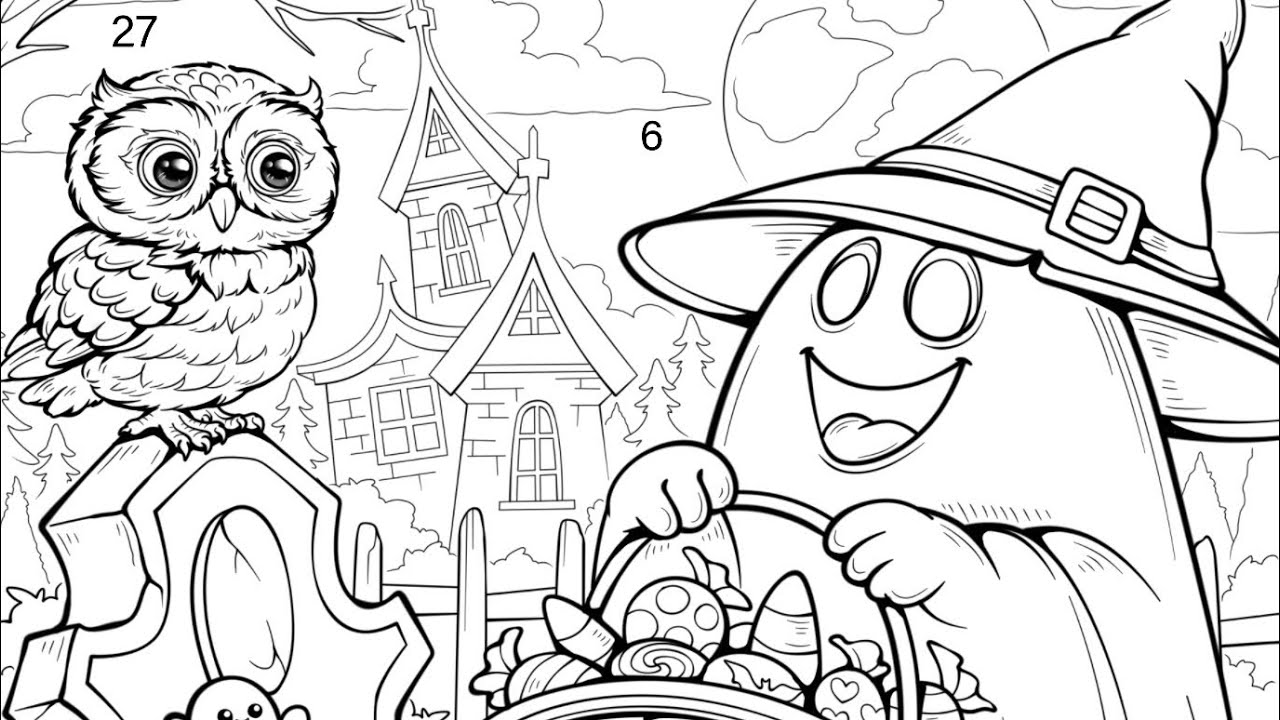Color by Number Ghost Witch & Haunted Graveyard Calm Color Oasis Paint by Number #RelaxMindGames