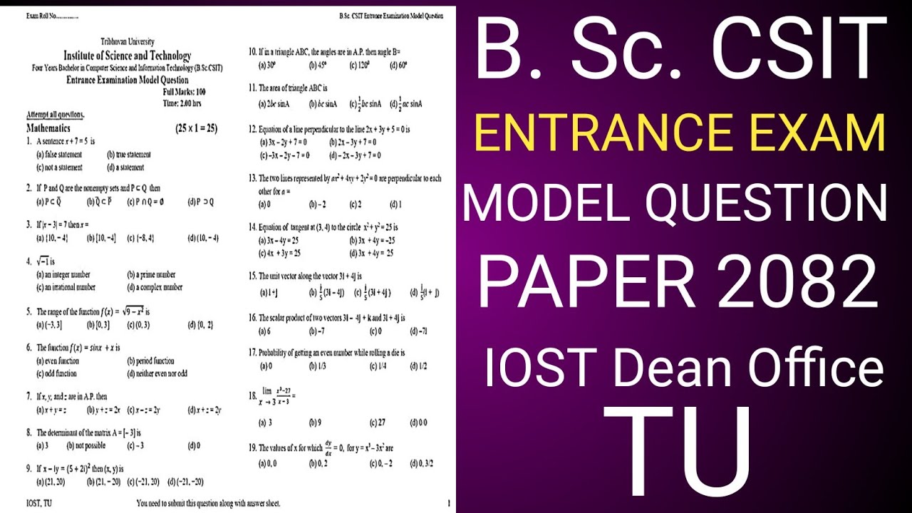 #bsc CSIT #entrance #model #question 2082 #full #video #tu IOST #dean #office 