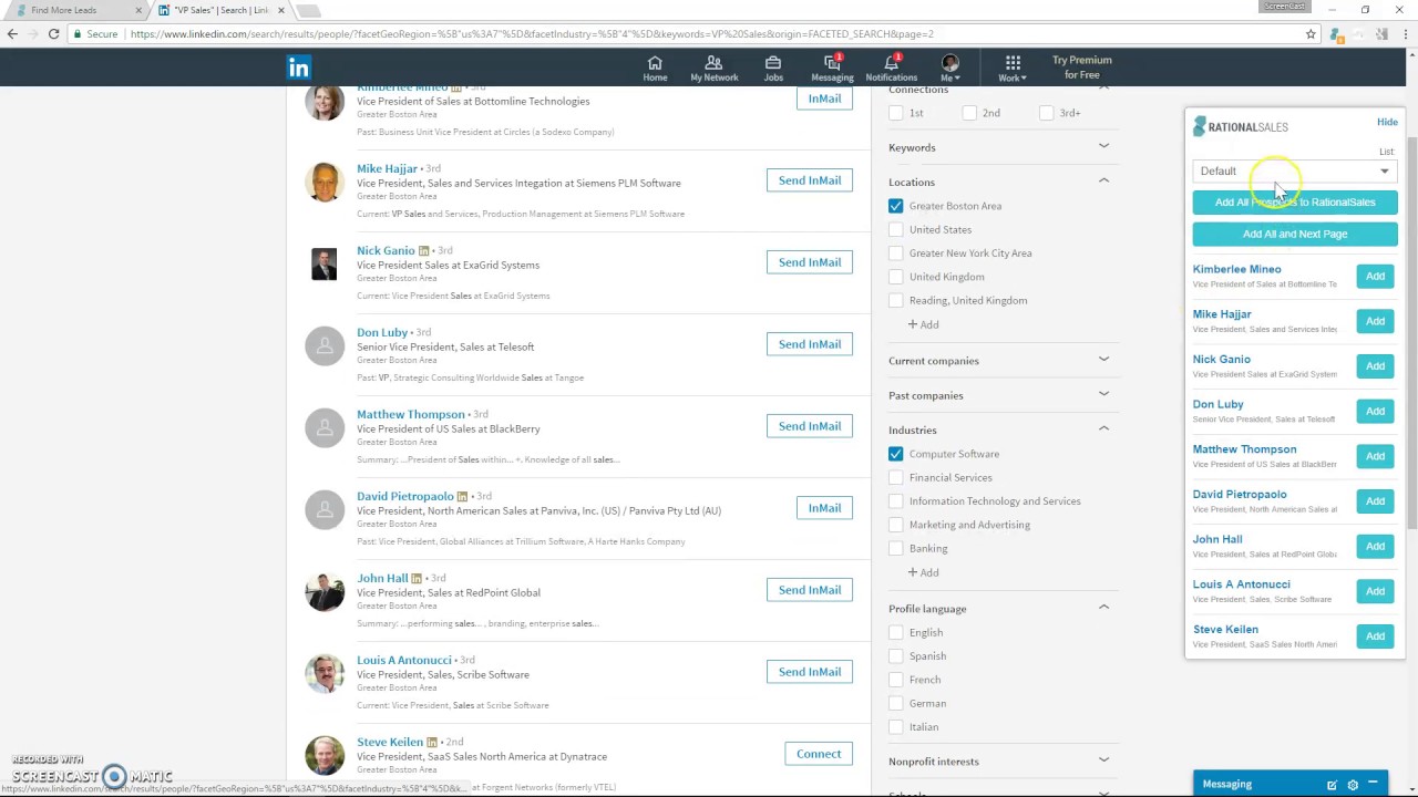 RationalSales Prospector - LinkedIn Walkthrough