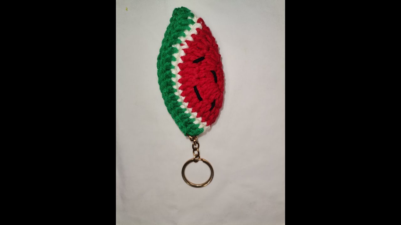 How to crochet watermelon 🍉 keychain🧶/ easy tutorial/ handmade