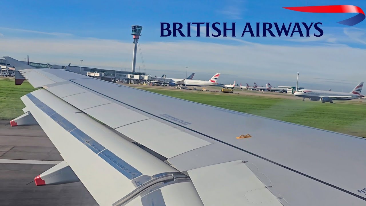 Takeoff and climb From London Heathrow British airways A320