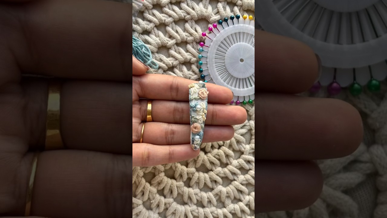 How to make a Hand Embroidered Hair Clip || Hand Embroidered hair pin