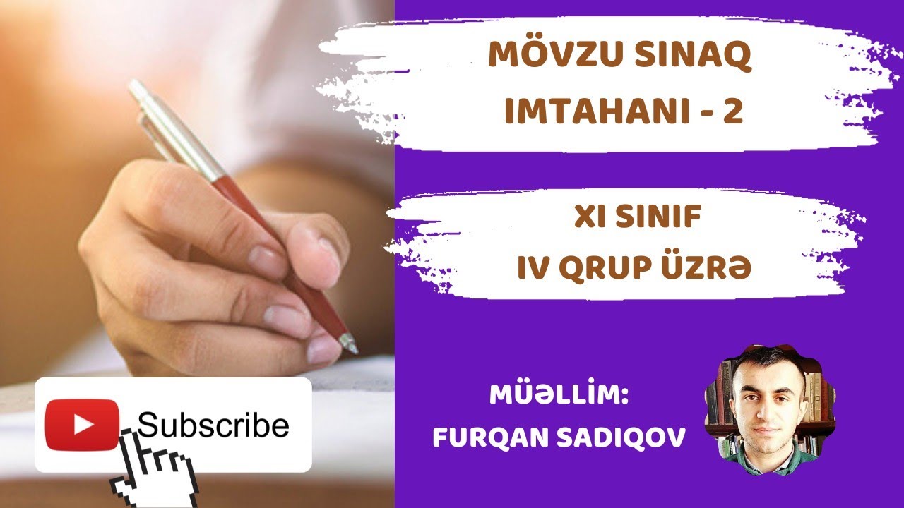 MÖVZU SINAQ İMTAHANI-2 | XI sinif | IV qrup üzrə | Kimya suallarının izahı.