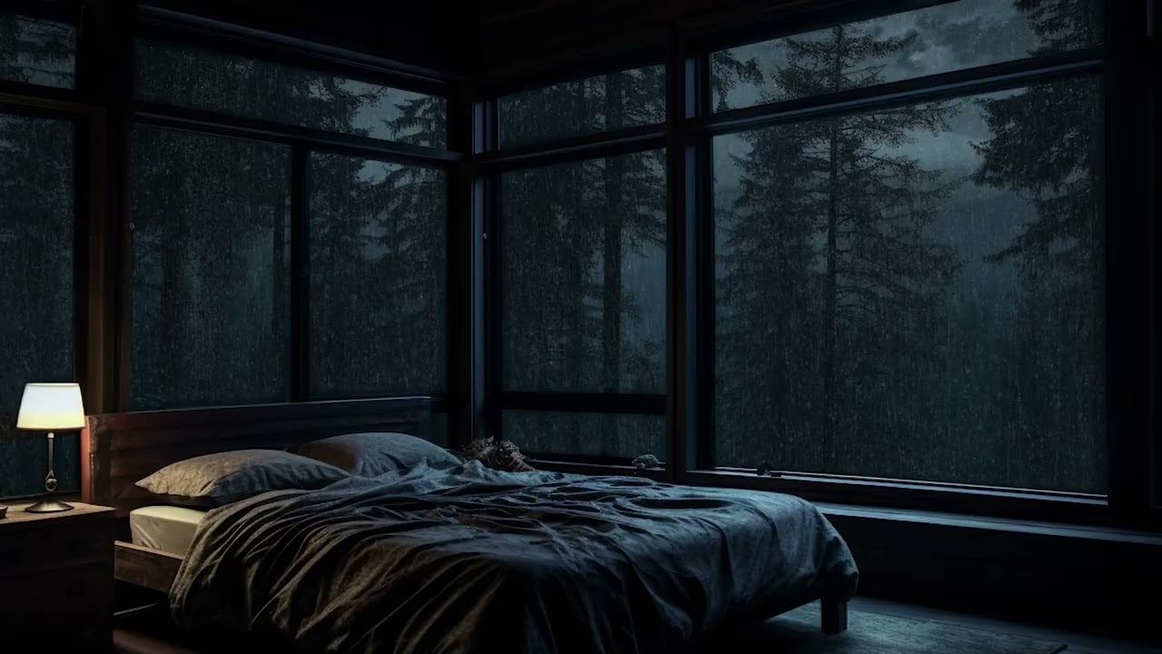 Peaceful Dark Woodland Rain at Midnight for Restful Sleep and Natural Anxiety Relief Experience