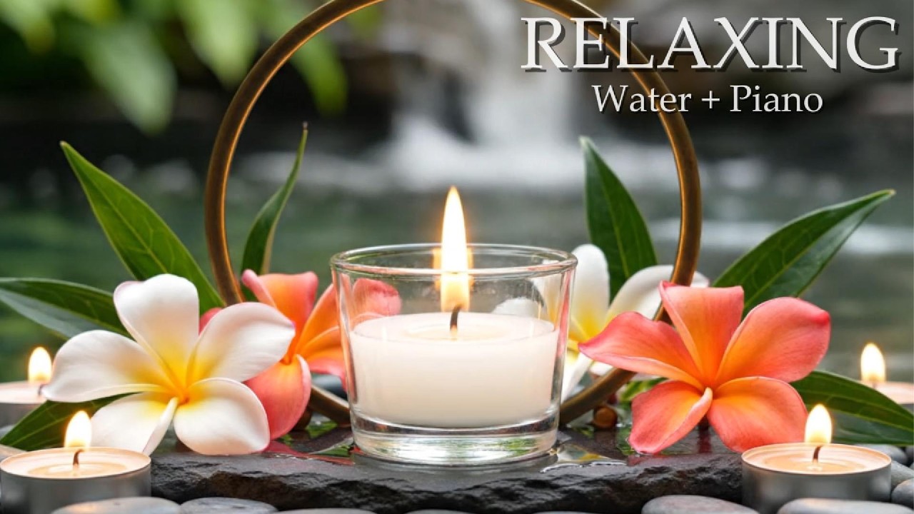 Relaxing Music Relieves Stress, Anxiety and Depression - Bamboo Water Fountain + Healing Piano Music