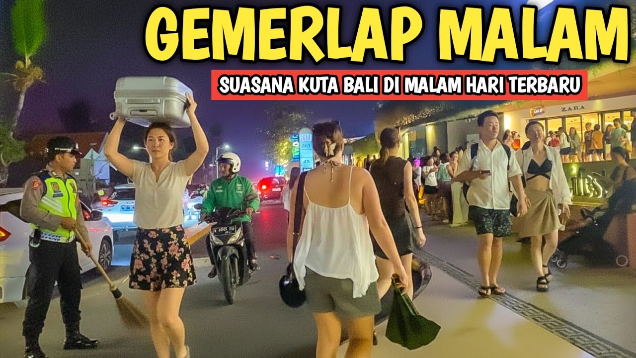 GEMERLAP MALAM KUTA BALI ?? SUASANA PANTAI KUTA BALI
