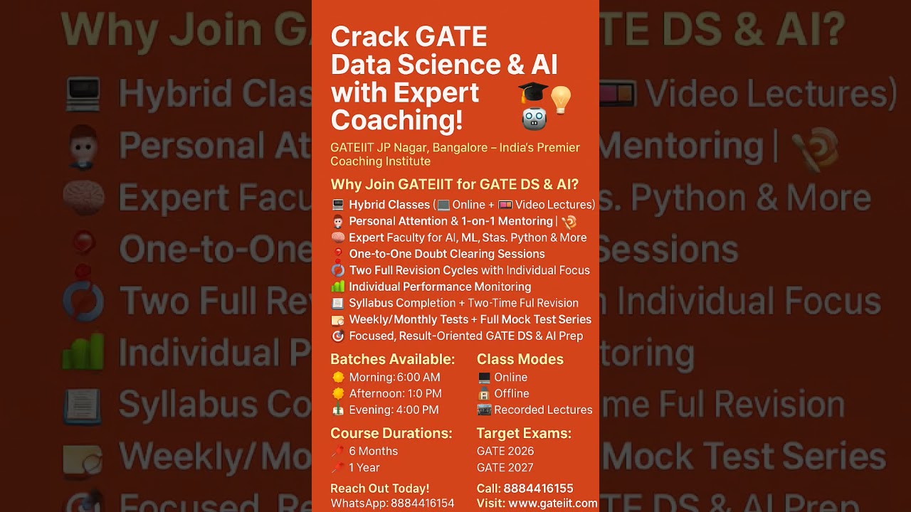 📢 Join GATE Data Science Exam Prep Online Coaching at GATEIIT. 