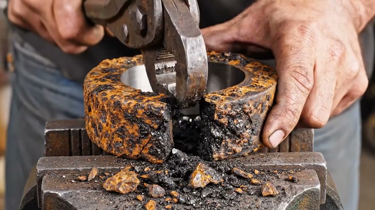 Slow Iron Compression 😌 Crushing Rusted Metal With Deep ASMR Sounds #asmr #rust #iron