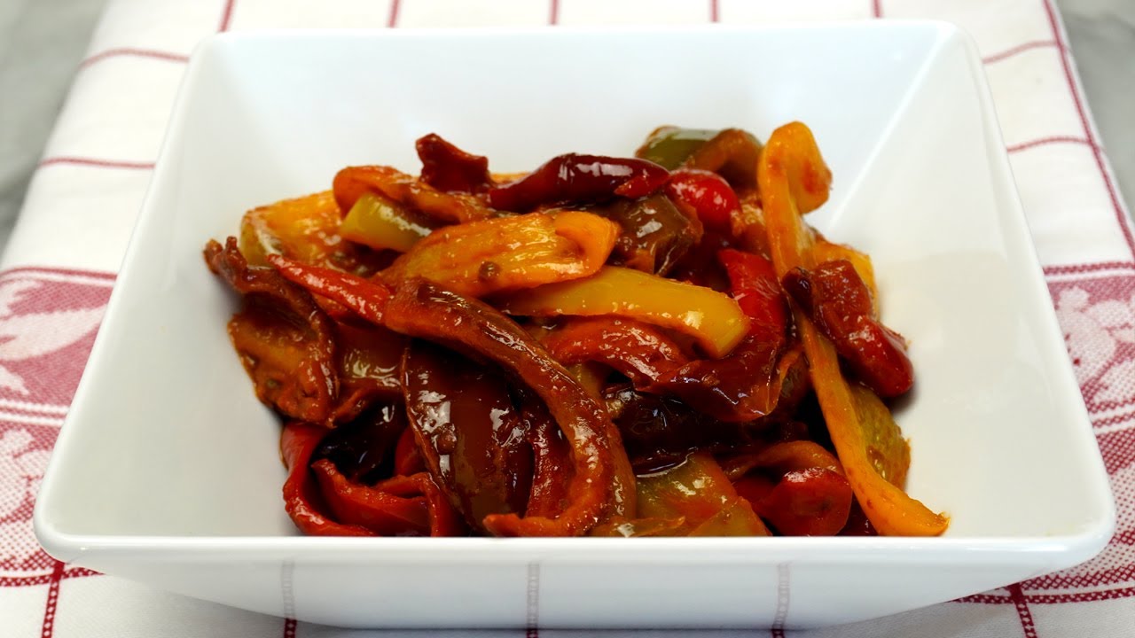 Peperoni Con Acciughe in Padella Contorno Veloce e Gustoso - Peppers with Anchovies Tasty and Easy