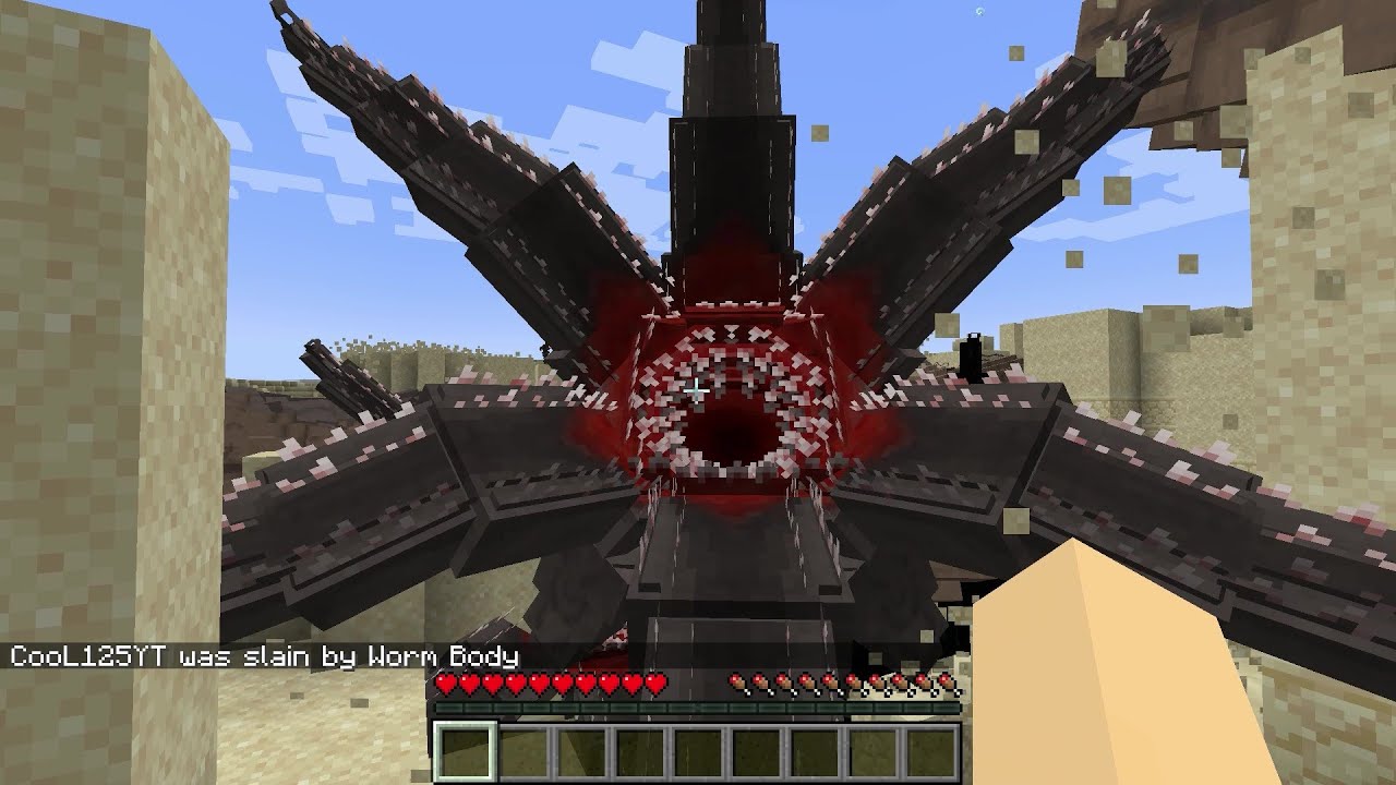 Nightmare Craft Mobs MOD in Minecraft (Giant Sandworm Attacks ME)