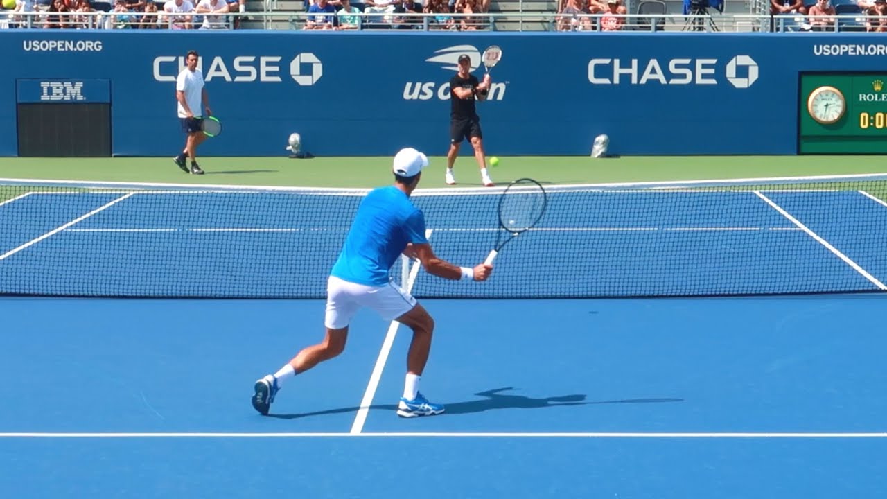 Novak Djokovic Volley & Smash Training Court Level View - ATP Tennis Practice