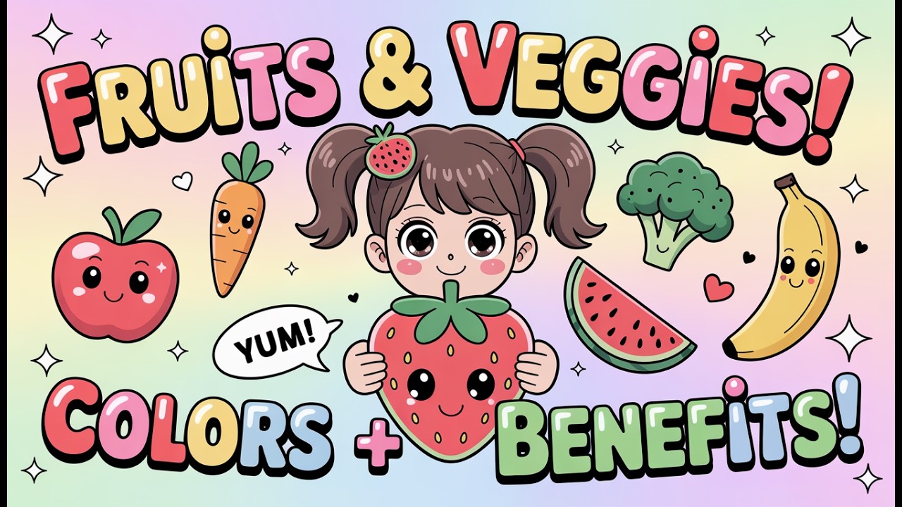 Fruits and Vegetables Names, Colors & Benefits for Kids | Healthy Food | Learn With Miss Melon