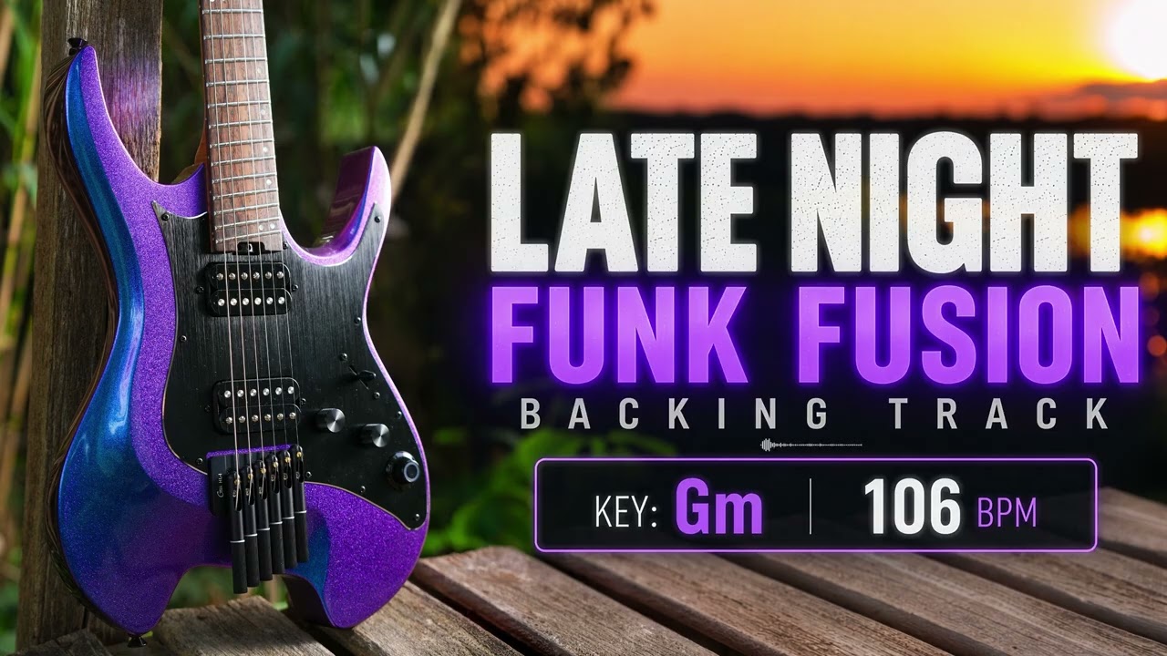 Late Night Funk Fusion Guitar Backing Track Jam in Gm | 106 BPM