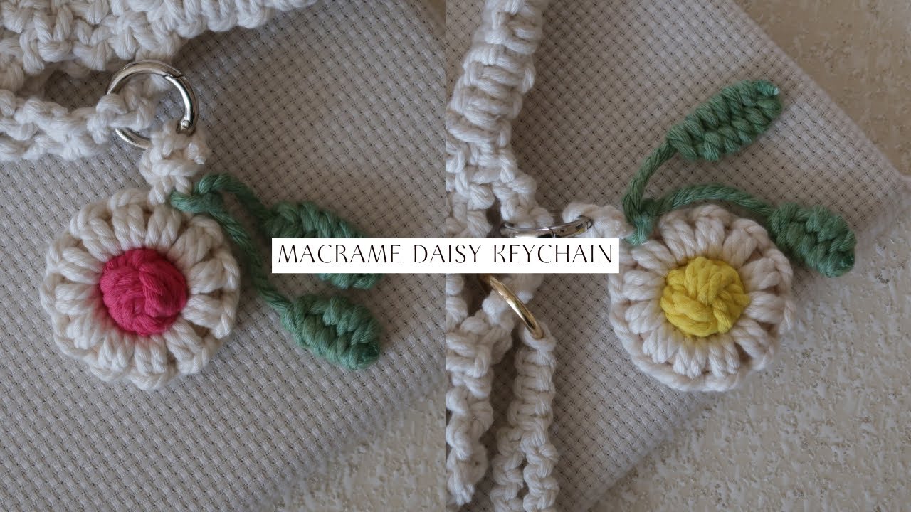 DIY Macrame Daisy Keychain - Easy Tutorial for Beginners