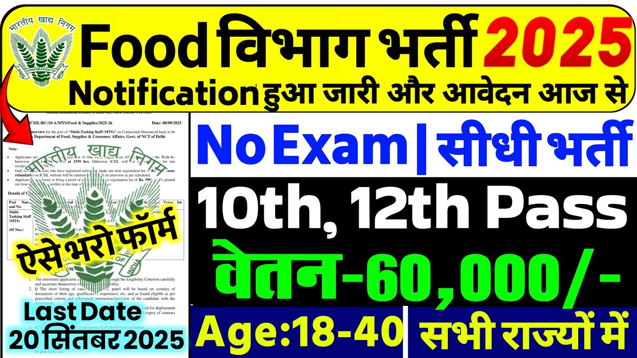FCI Vacancy 2025 | FCI Recruitment 2025 | FCI New Vacancy 2025 | Food Department Recruitment 2025