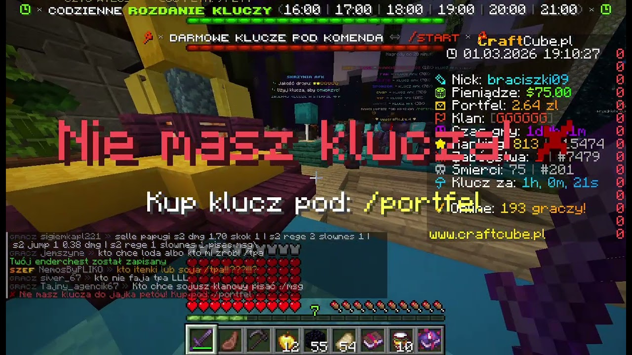 Minecraft  1 czesci otwierania kluch