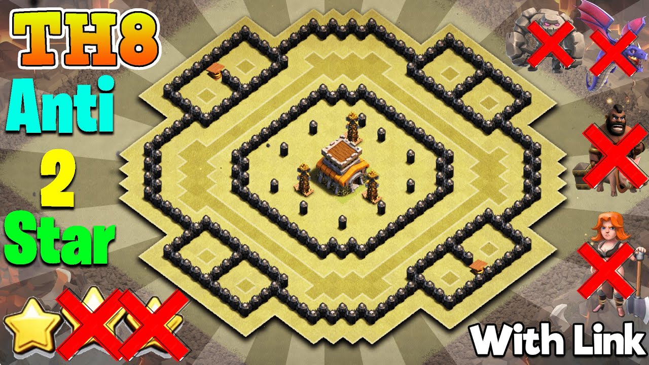 ANTI 2 STAR! NEW! Th8 War Base 2020 With Copy Link | Town hall 8 War Base with link