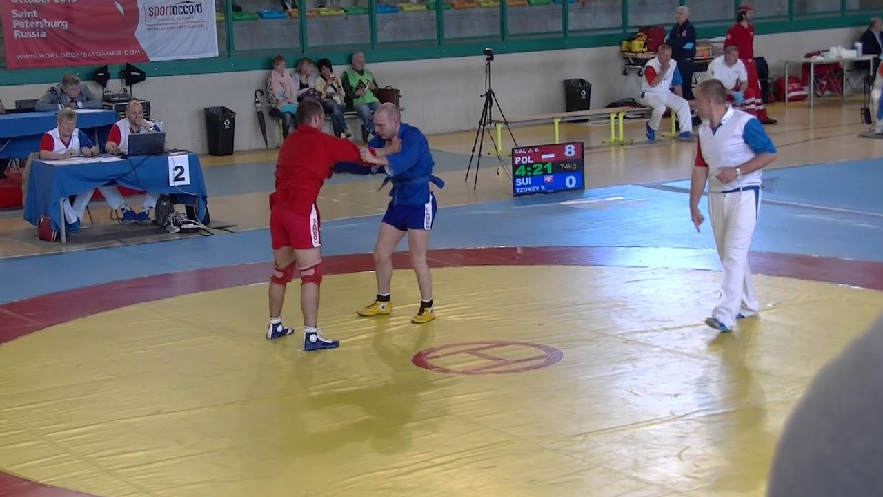 Jacek Cal (POL) vs Tzoni Tzonev (SUI) 74 kg - European SAMBO Championships 2013, Crema Italy