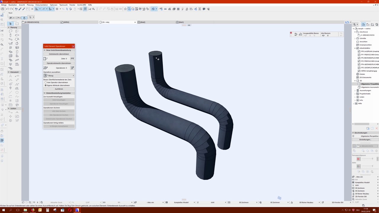 ARCHICAD morph extrusion tube