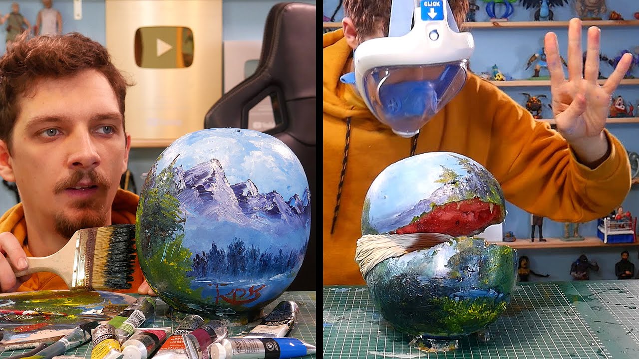 I Followed Bob Ross tutorial on a watermelon and then this happened..