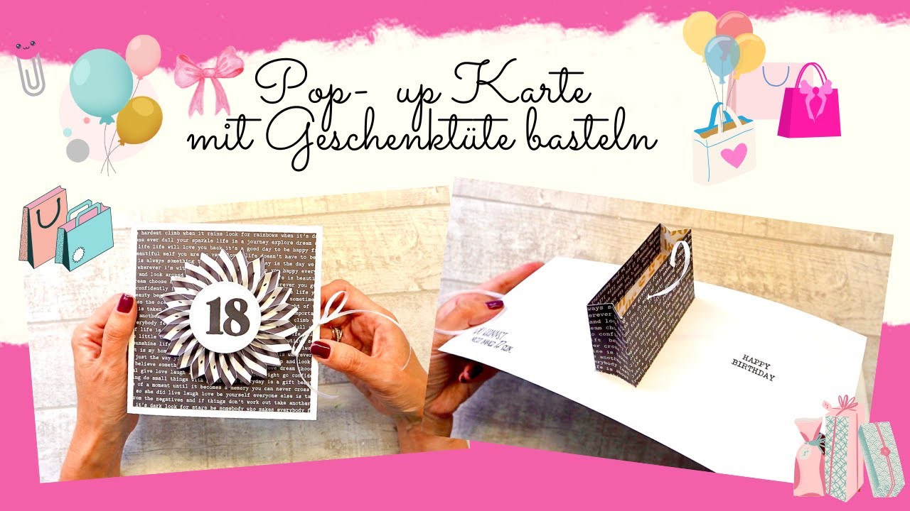 ☀️💞 Pop- up Karte mit Geschenktüte basteln 🛍️ I Gutscheinkarte I ganz einfache Bastelanleitung 🙃☀️💞