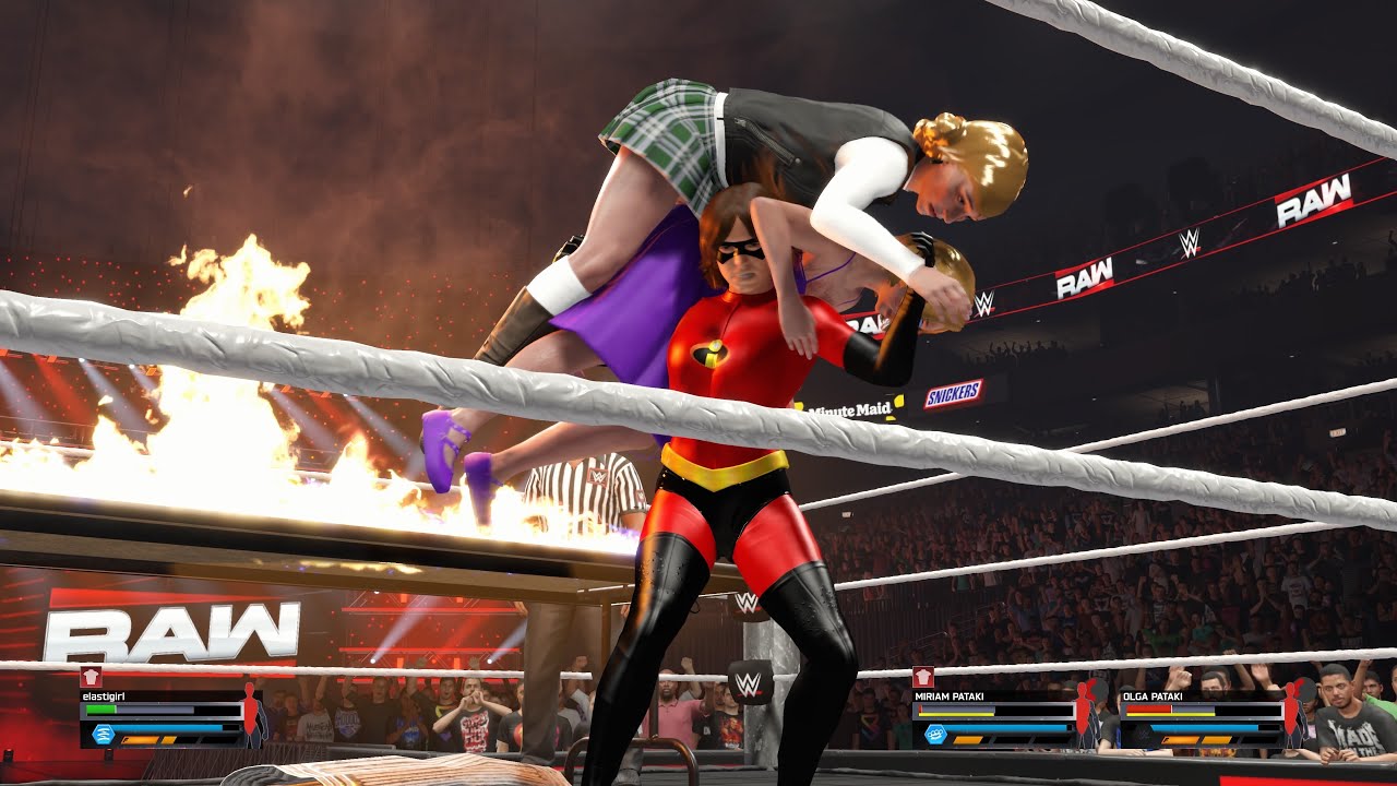 Elastigirl Vs Miriam and Olga Pataki WWE 2K25