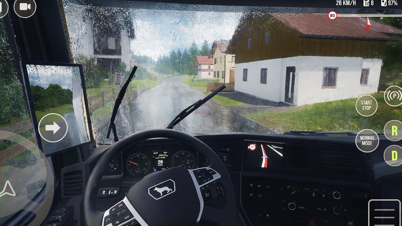 🚚DRIVE REAL TRUCK Simulator 🛣Making a delivery in the rain ⛈️Premium Gameplay✅️Rigid MAN TGX Truck👏