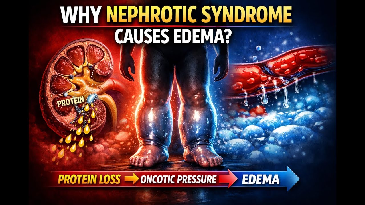 Nephrotic Syndrome Edema _ step by step mechanism for MED students and USMLE aspirants