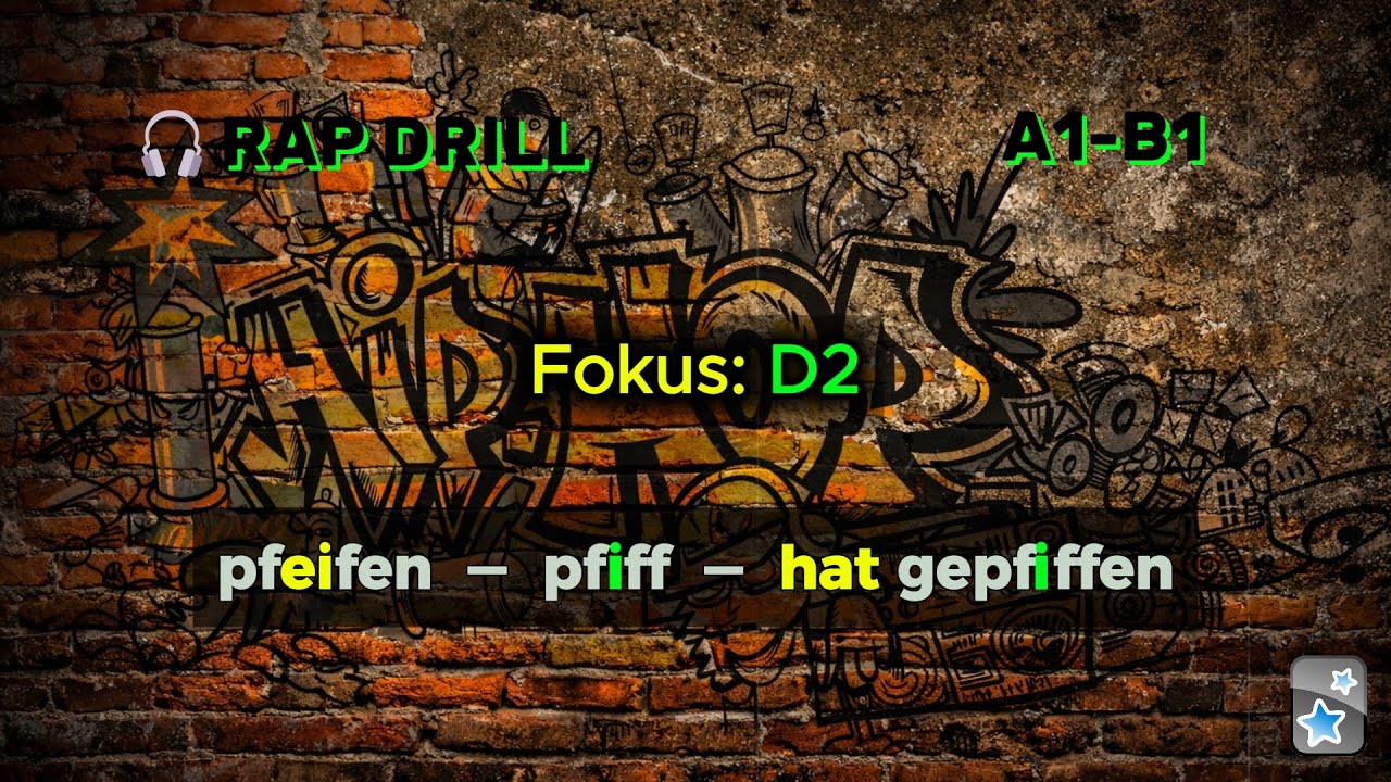 German Rap Drill: Сильные глаголы D2 (ei→i→i) | pfeifen – pfiff – hat gepfiffen