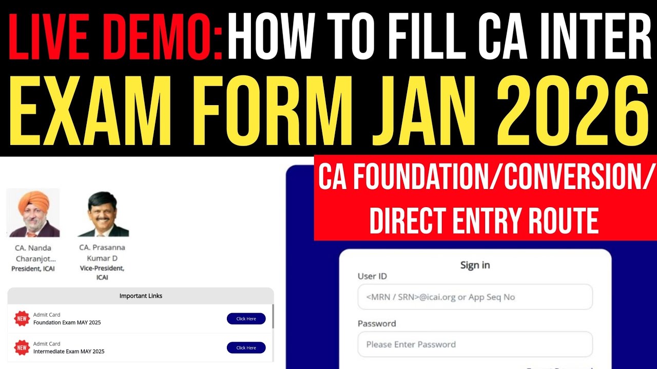 How To Fill CA Inter Exam Form For Jan 2026 | How To Fill CA Inter Jan 2026 Exam Form Full Process