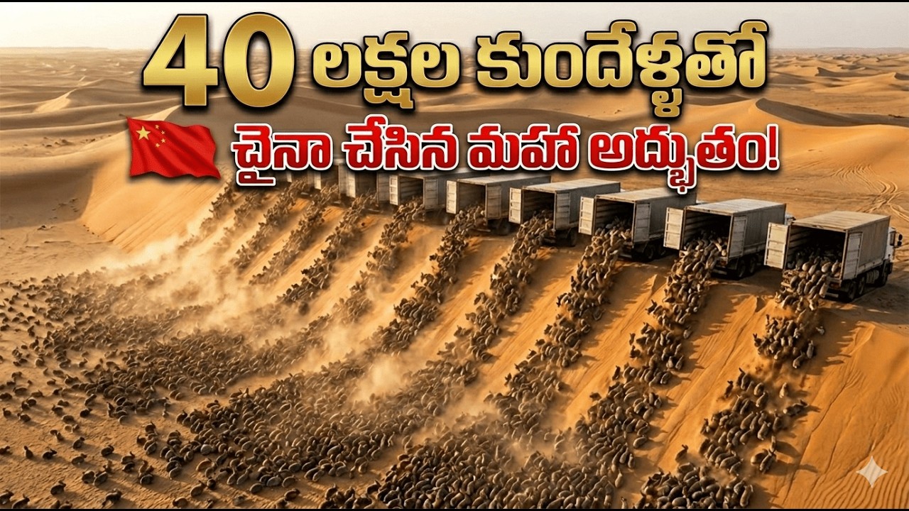 40 లక్షల కుందేళ్లు చేసిన అద్భుతం! 😳 | Kubuqi Desert Miracle in Telugu | telugu intresting facts 