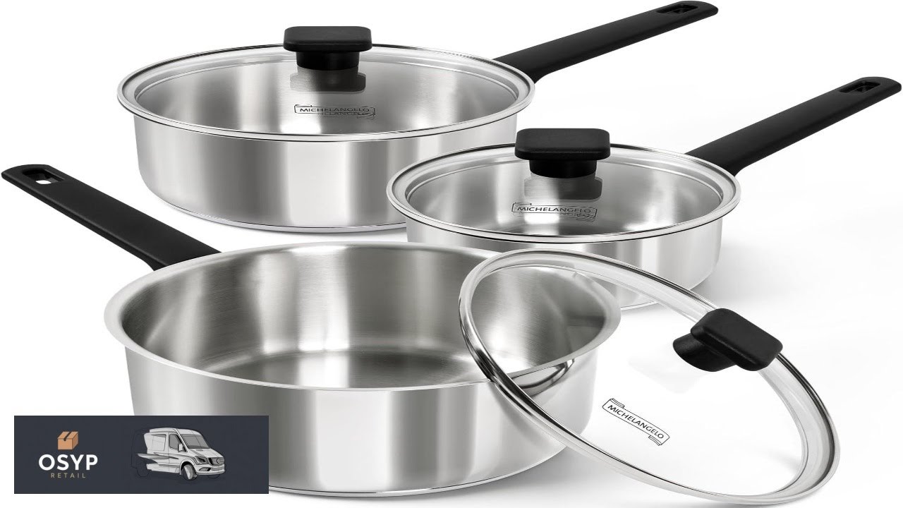 MICHELANGELO Stainless Steel Sauce Pan with Lid 1QT & 2QT & 3QT