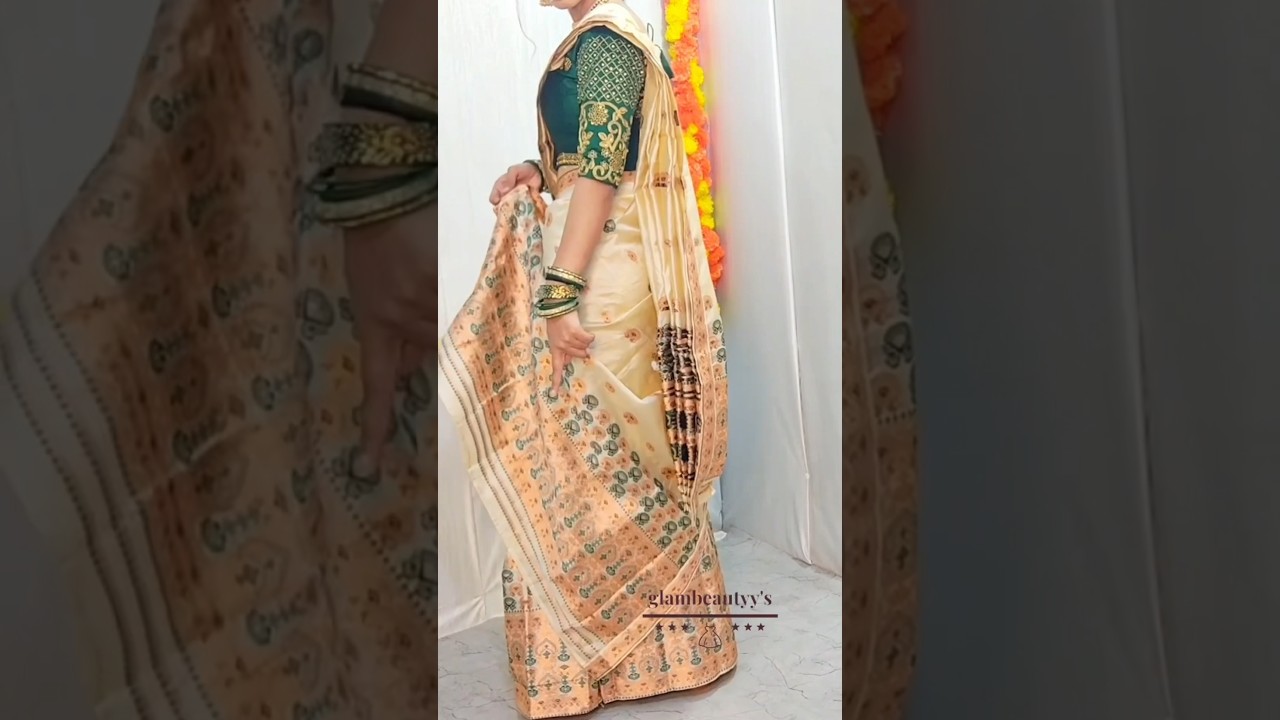 Assam traditional attire &ldquo;MEKHELA-CHADOR&rdquo; draping|#saree_draping #fashion