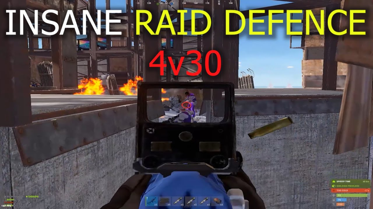 INSANE 4v30 RAID DEFENCE - RUST