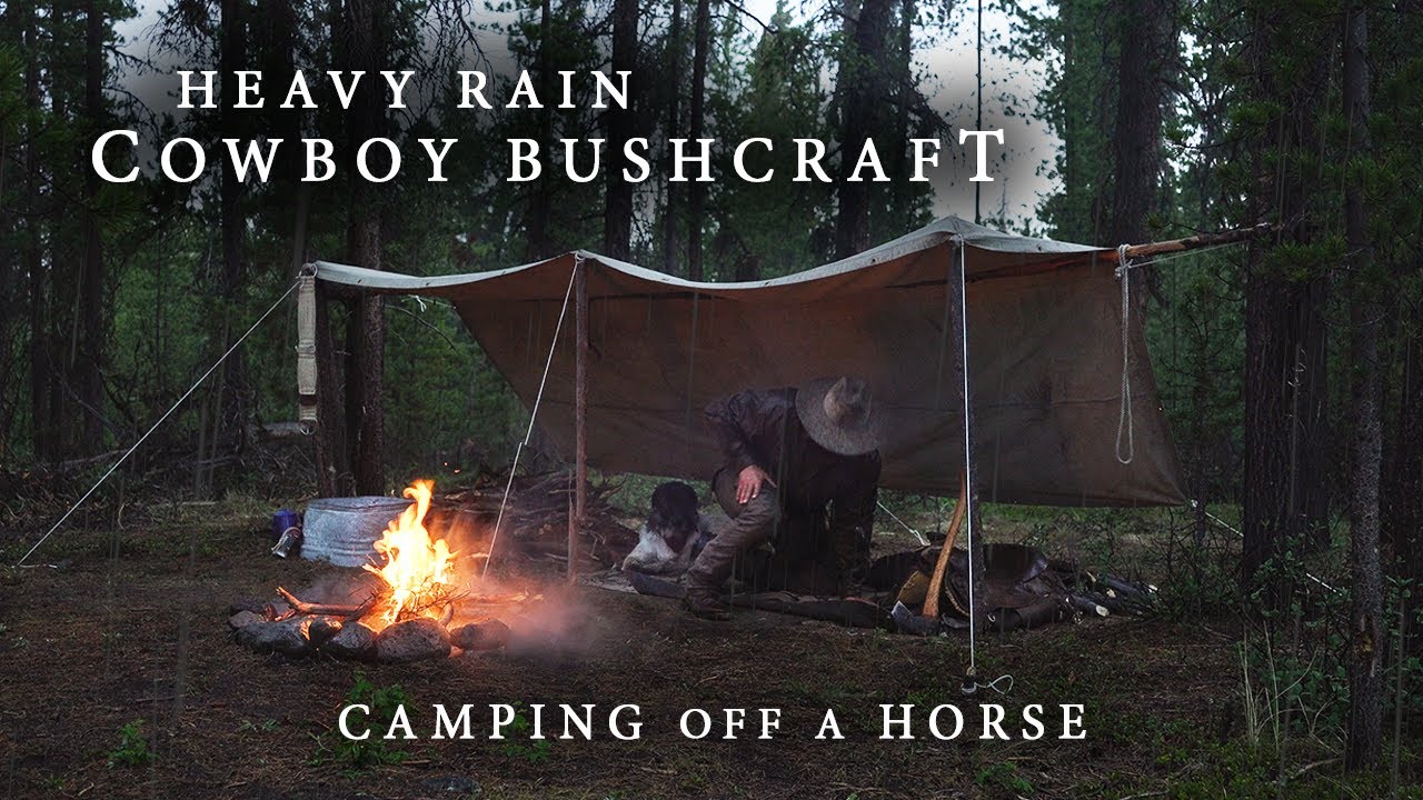 Cowboy Bushcraft - Camping off a Horse, Huge Bear at Camp, Heavy Rain Storms, Canadian Backcountry
