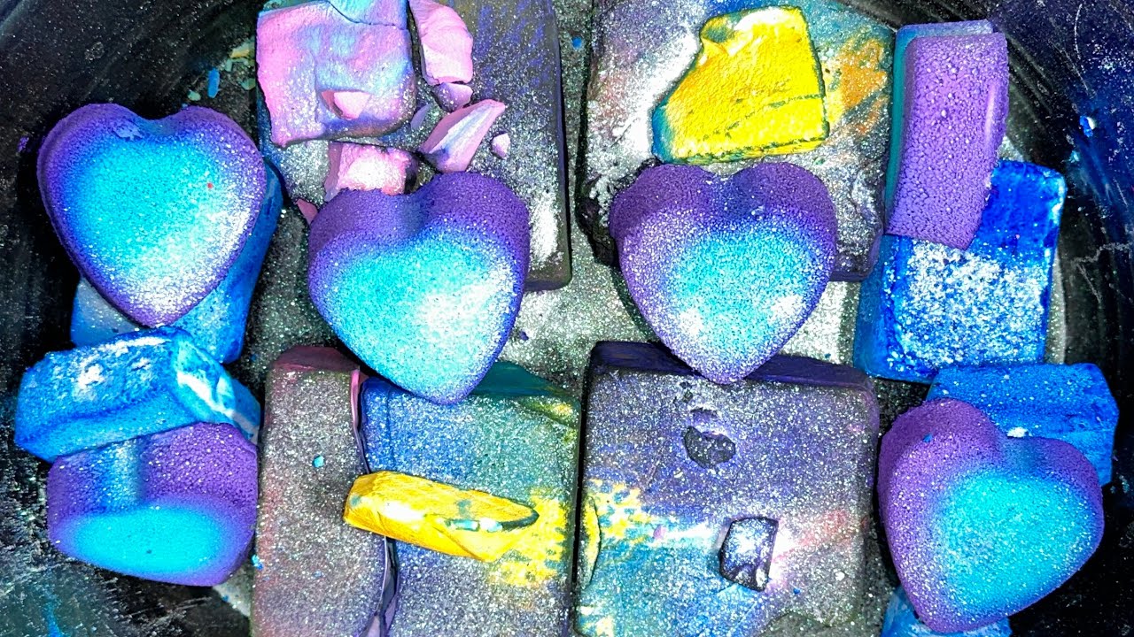Dusty Multi Dyed PNP Soft Chalk Blocks | Purple and Blue Reforms | ASMR
