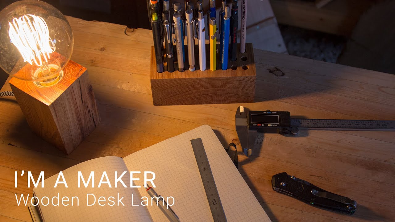 Wooden Desk Lamp With Edison Bulb made with Recycled Oak Pallet Wood