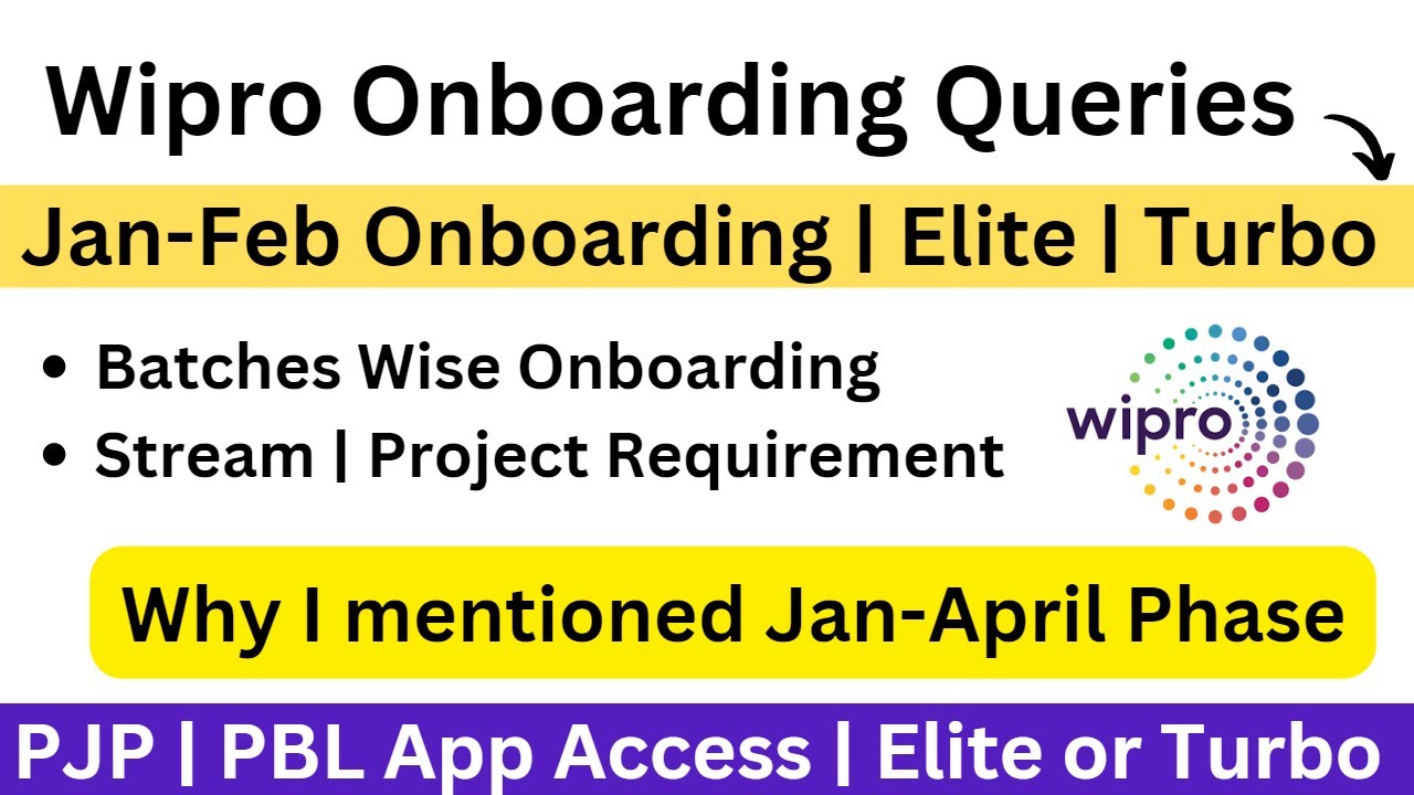 Wipro Onboarding Queries | Elite | Turbo | Jan-Feb Phase | Jan-April | PBL App | PJP Complete Info