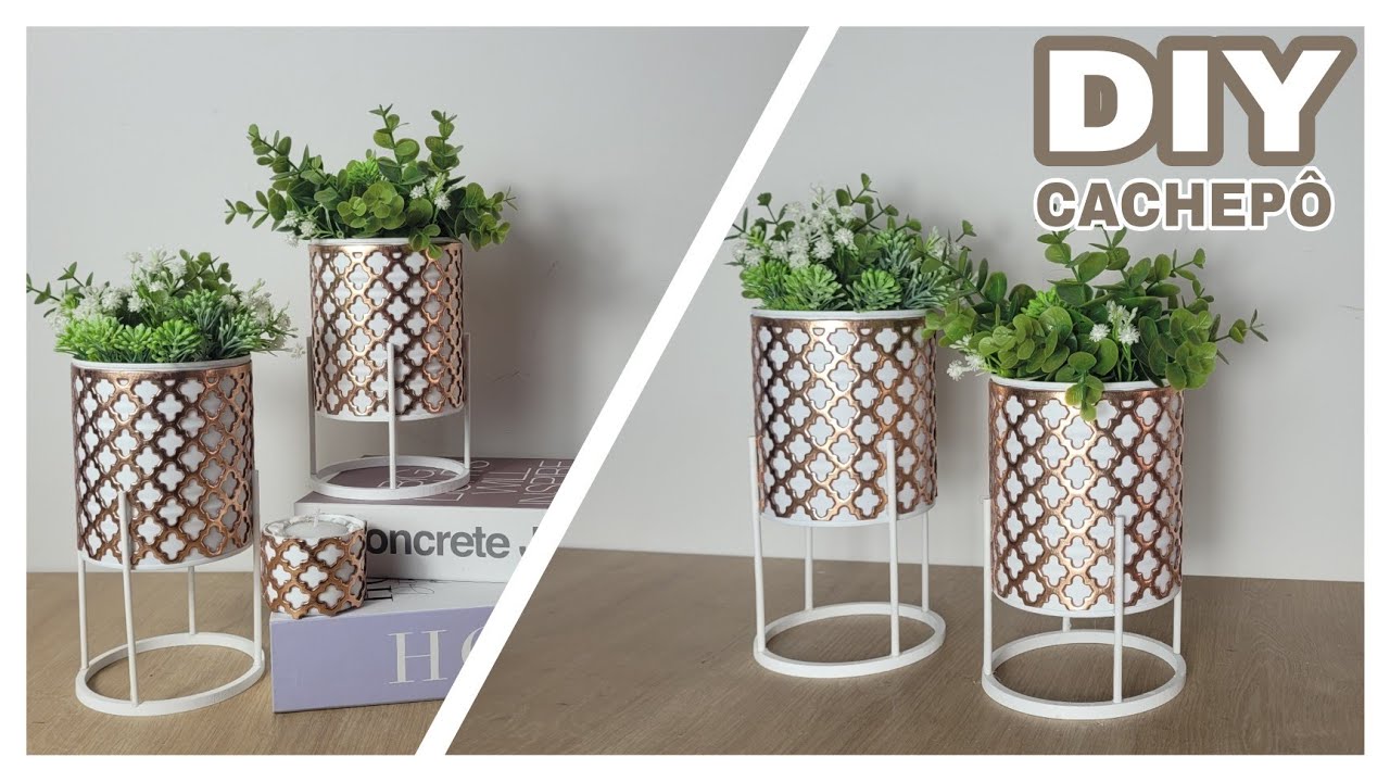 DIY - COMO FAZER CACHEPÔ DE LUXO COM SUPORTE, REUTILIZANDO LATAS DE LEITE!