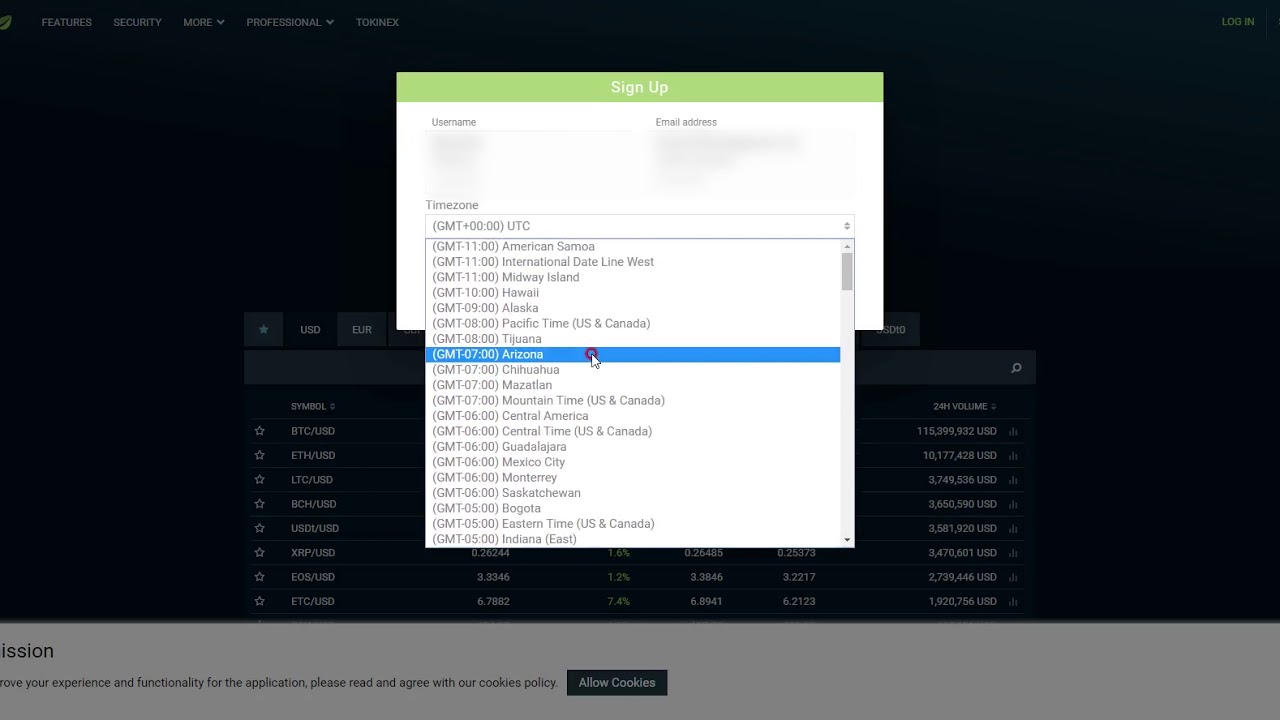 Open an account in Bitfinex.com