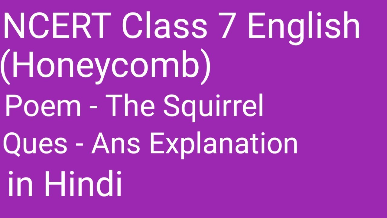 Poem - The Squirrel - questions and answers explanation in Hindi - Class 7 English NCERT - Honeycomb