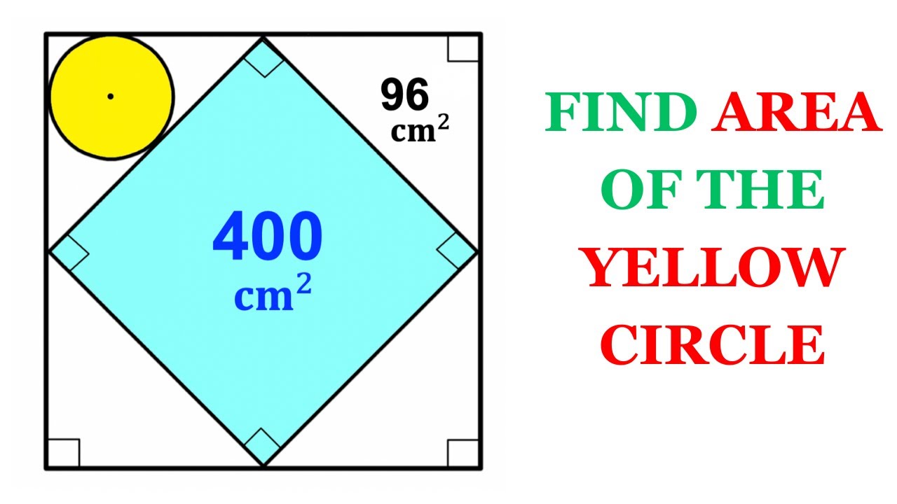 Can you find the area of the Yellow circle? | Two squares with a circle | (#math #maths)