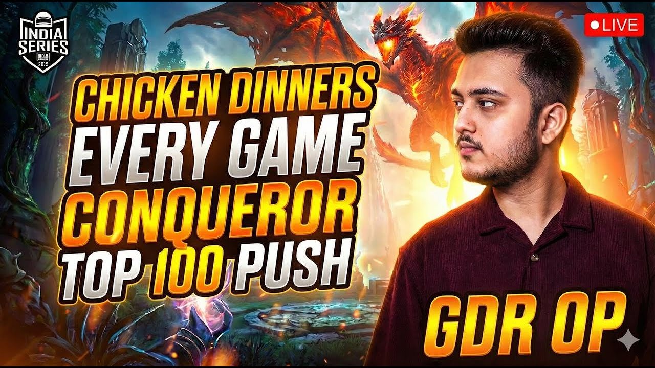 ONLY CHICKEN DINNERS IN TOP 100 CONQUEROR PUSH, BGMI LIVE! GDR OP IN BGIS