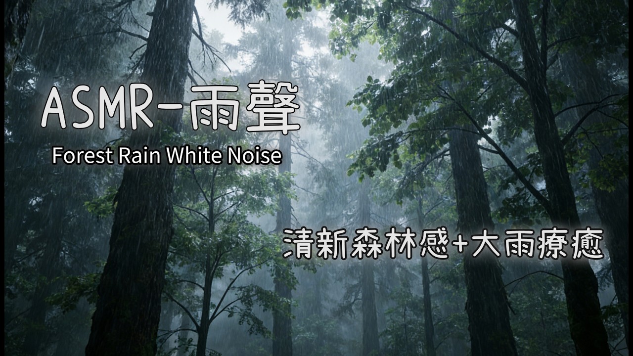 森林雨聲白噪音-清新森林感+大雨療癒-舒壓放鬆ASMR-Forest Rain White Noise-