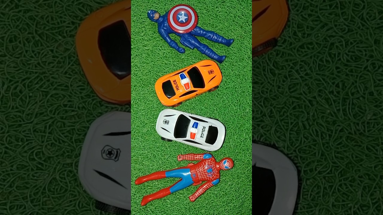 Spider-Man & Captain America Meet the Police Cars! 🚓🕷️🛡️