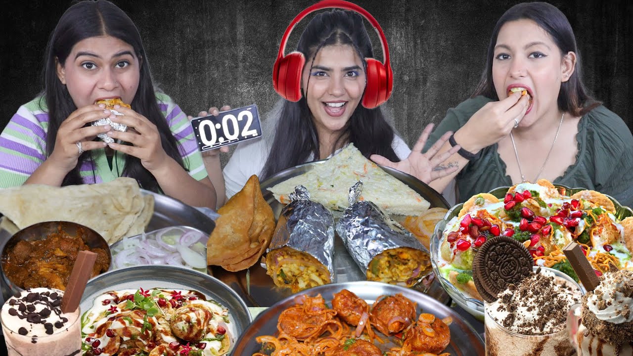 The Whisper Food Challenge | Kathi Kabab, Spicy Momos, Paneer Roll, Bhalla Papdi, Samosa, Oreo Shake