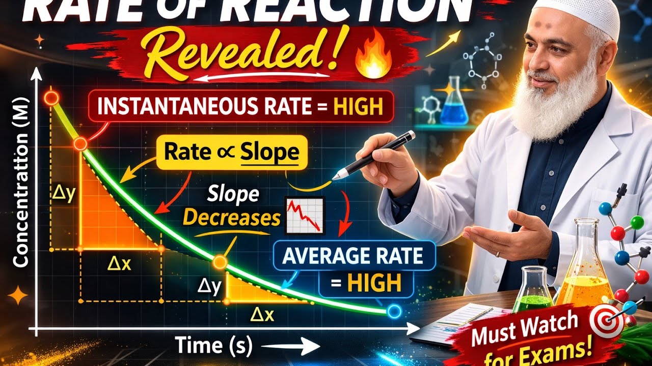 Time vs Concentration Graph | Instantaneous & Average Rate Explained #mdcat @chemistrywallah120
