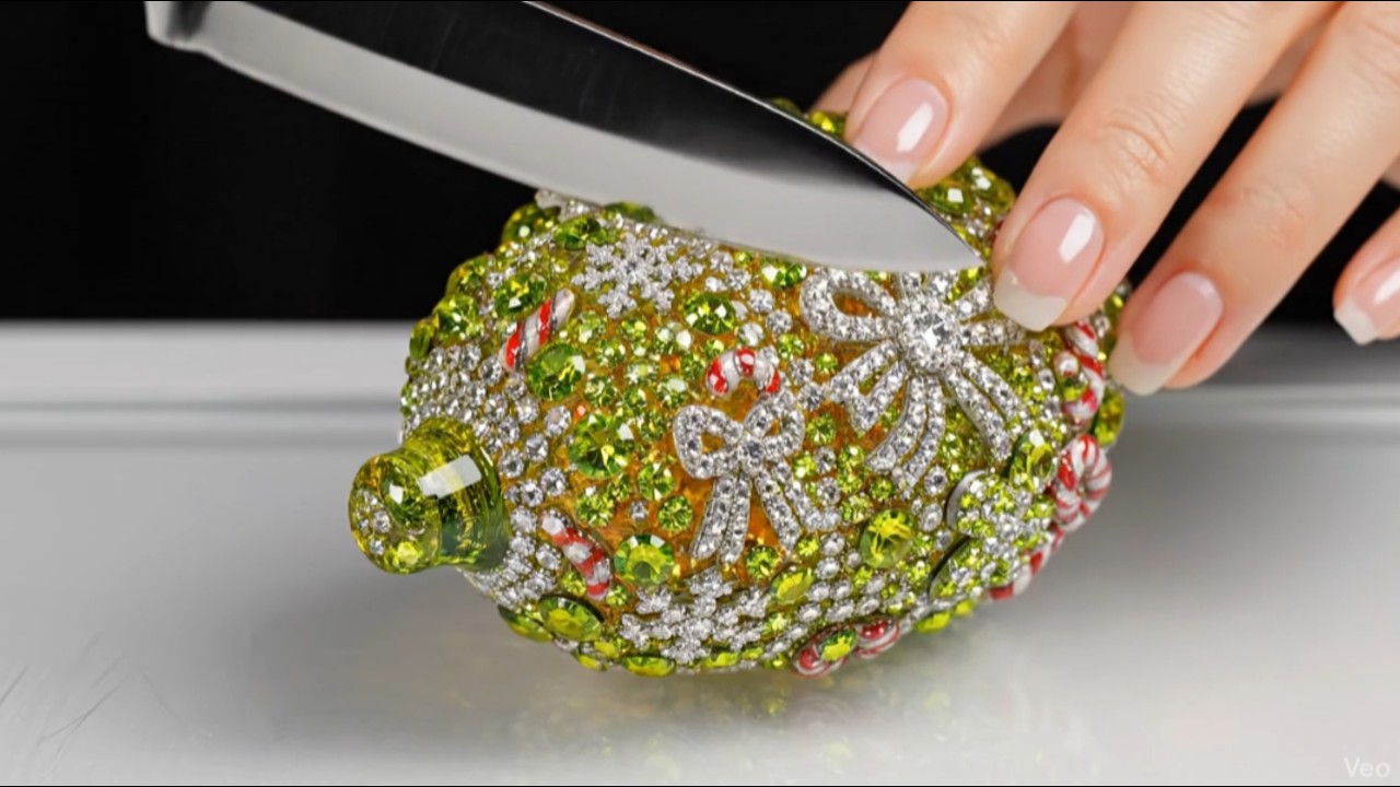 Cutting Glass Fruits for Christmas ASMR